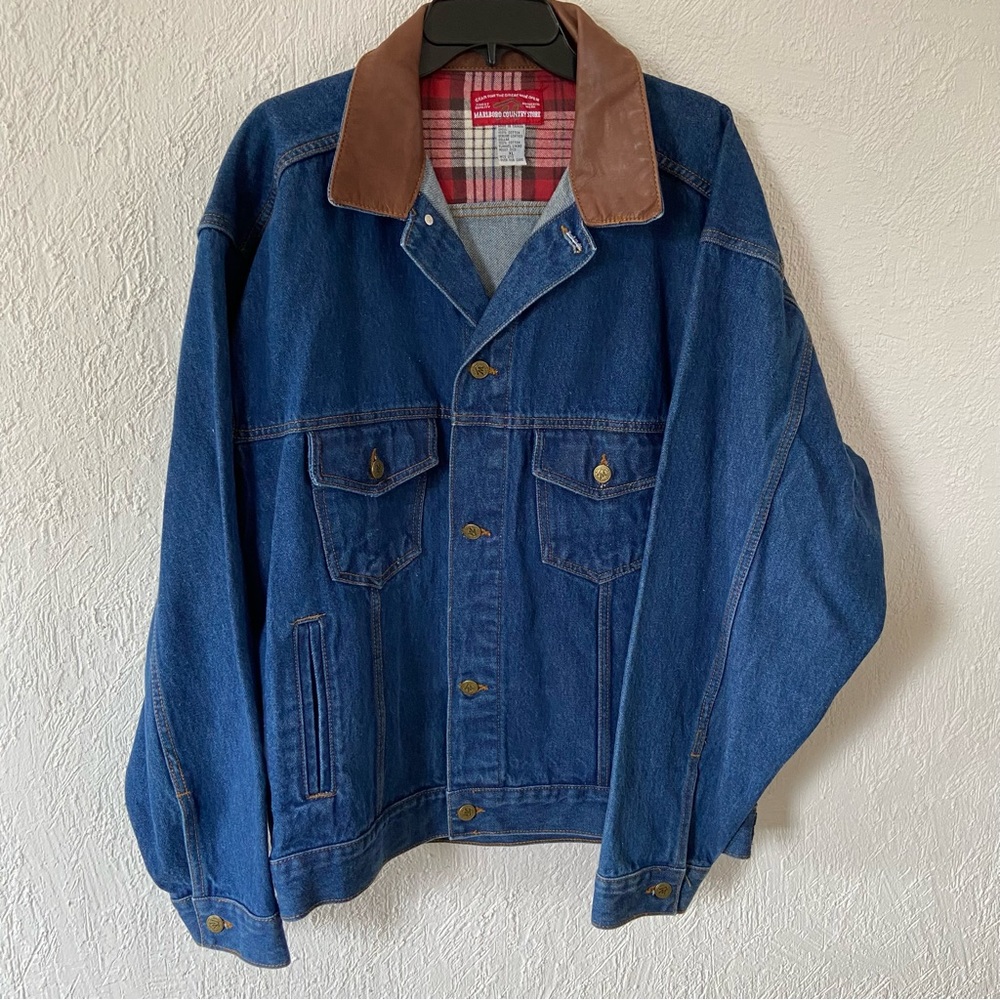 Vintage Marlboro Country Store Denim Jean Jacket Western Cowboy Rodeo Size XL - Picture 11 of 12